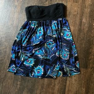 Strapless peacock dress